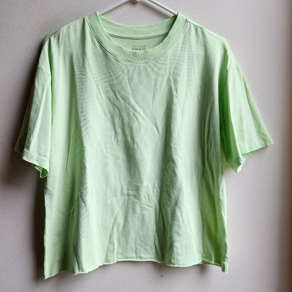 Tek Gear Neon Green Cropped Scoop Neck T-Shirt Size Medium - Picture 7 of 12